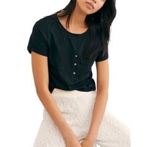 NWT//Free People What's Up Henley, Black ♠️